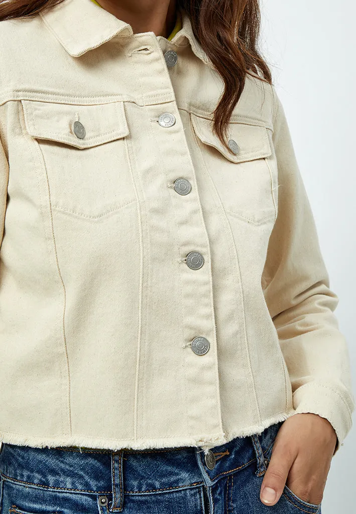 DSLola Cropped Denim Jakke - Gardenia