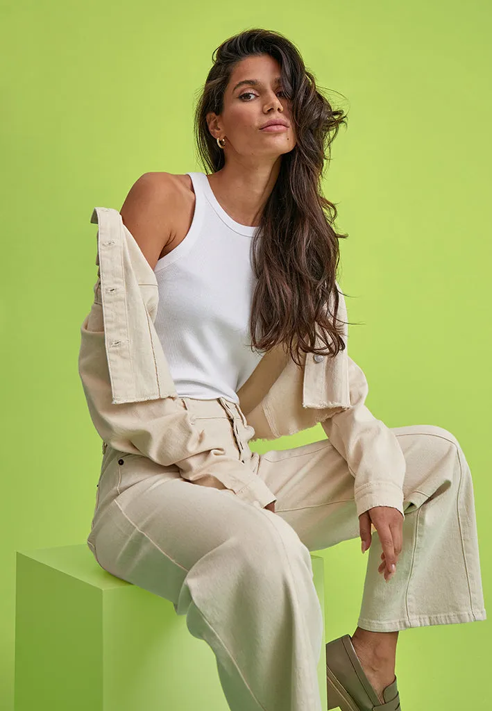 DSLola Cropped Denim Jakke - Gardenia
