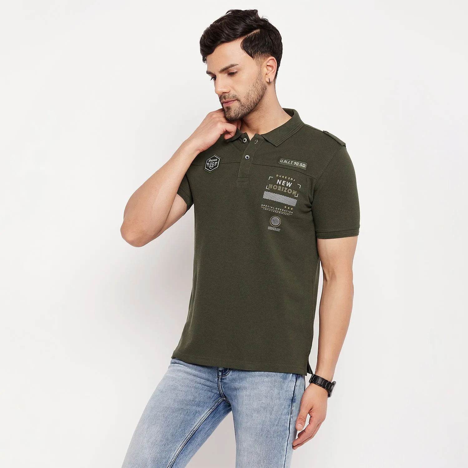 Duke Stardust Men Half Sleeve Polo Neck Cotton T-shirt (LF5787)