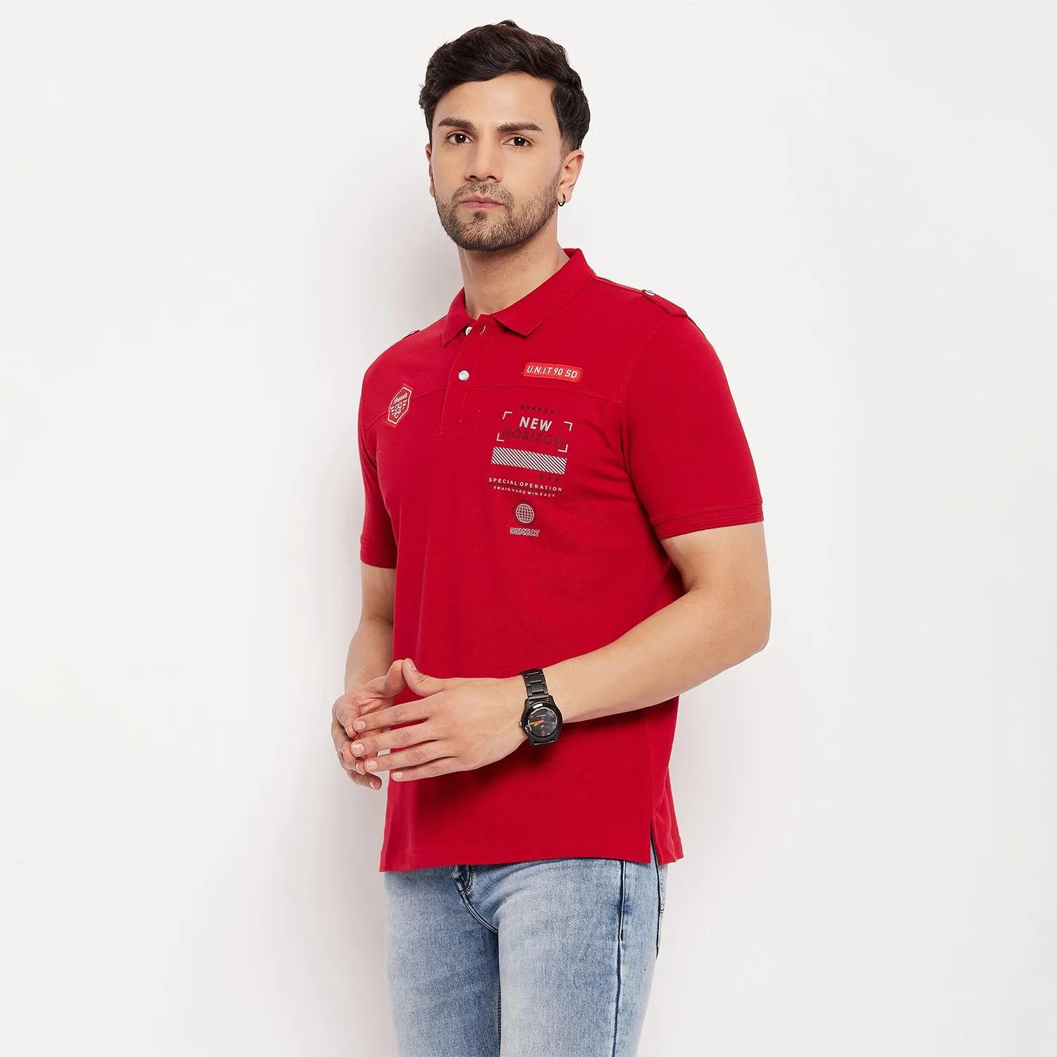 Duke Stardust Men Half Sleeve Polo Neck Cotton T-shirt (LF5787)