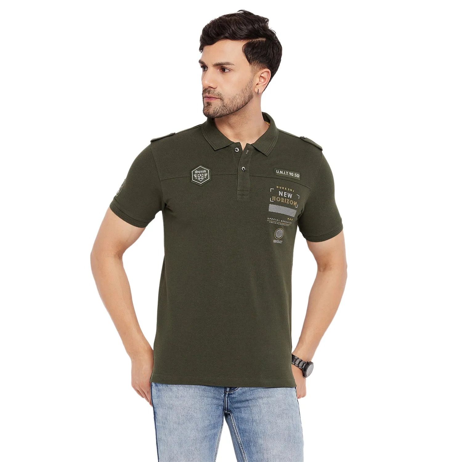 Duke Stardust Men Half Sleeve Polo Neck Cotton T-shirt (LF5787)