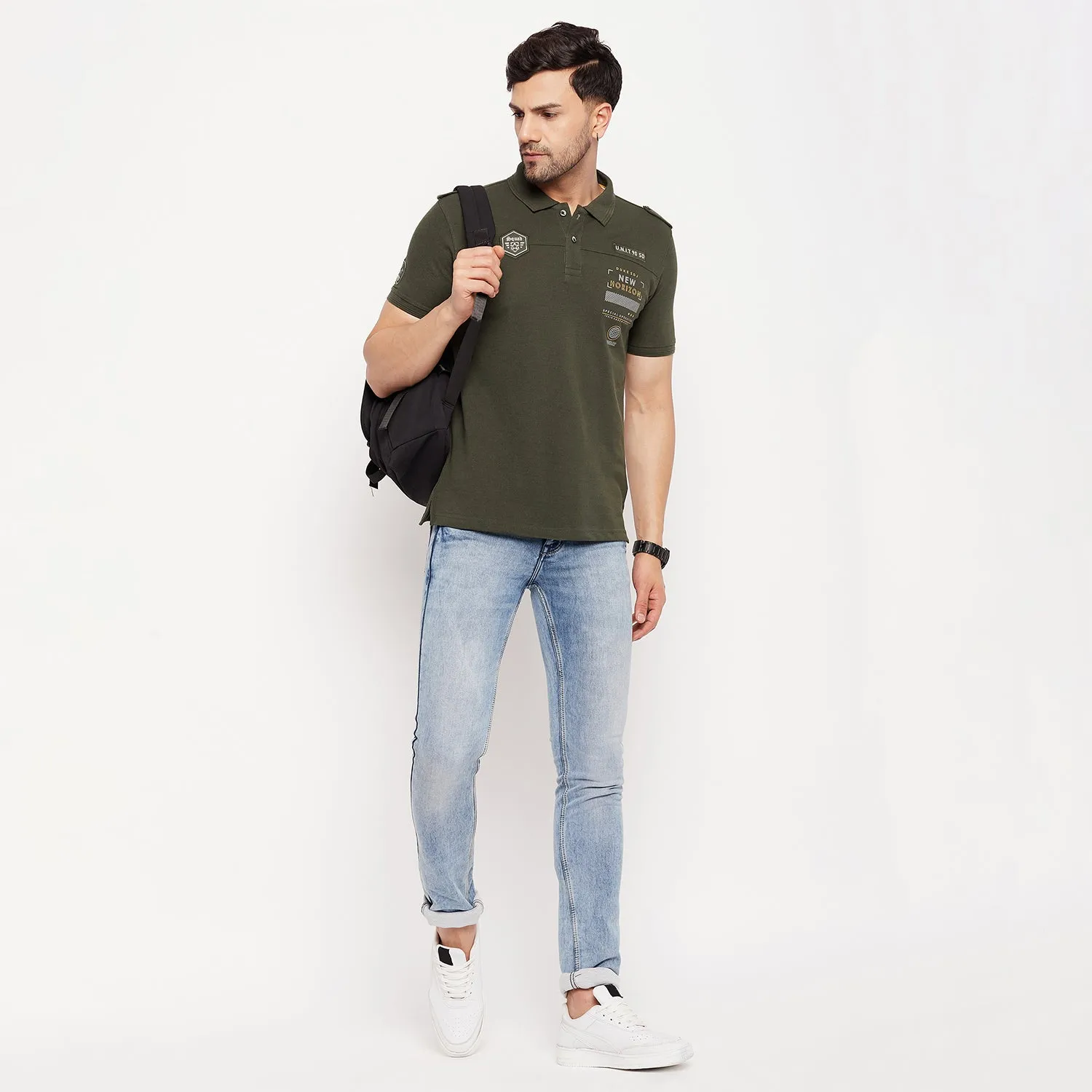 Duke Stardust Men Half Sleeve Polo Neck Cotton T-shirt (LF5787)