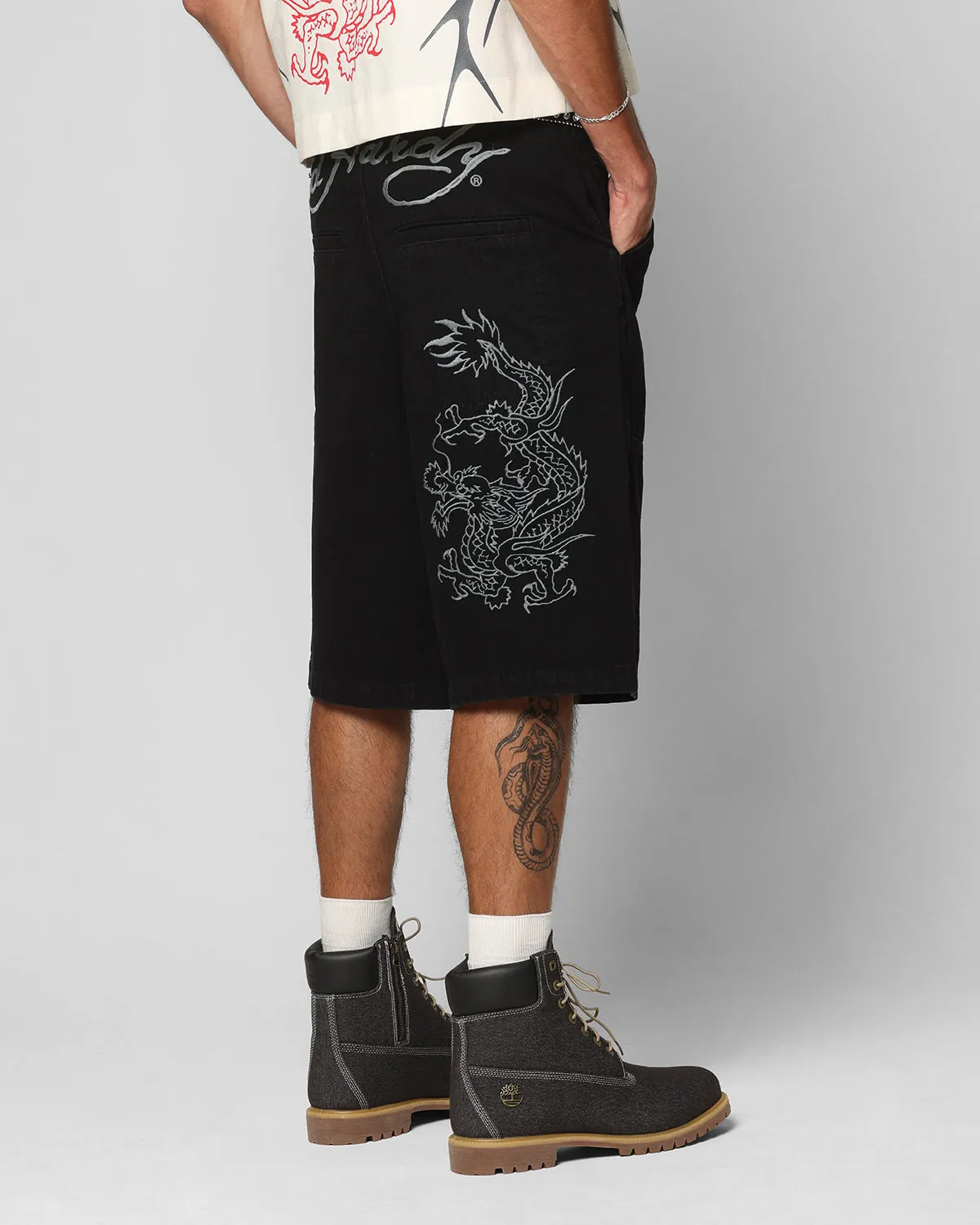Ed Hardy Dragon Jorts Black