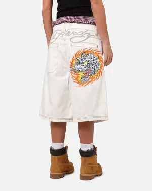 Ed Hardy Tiger Jorts Off White