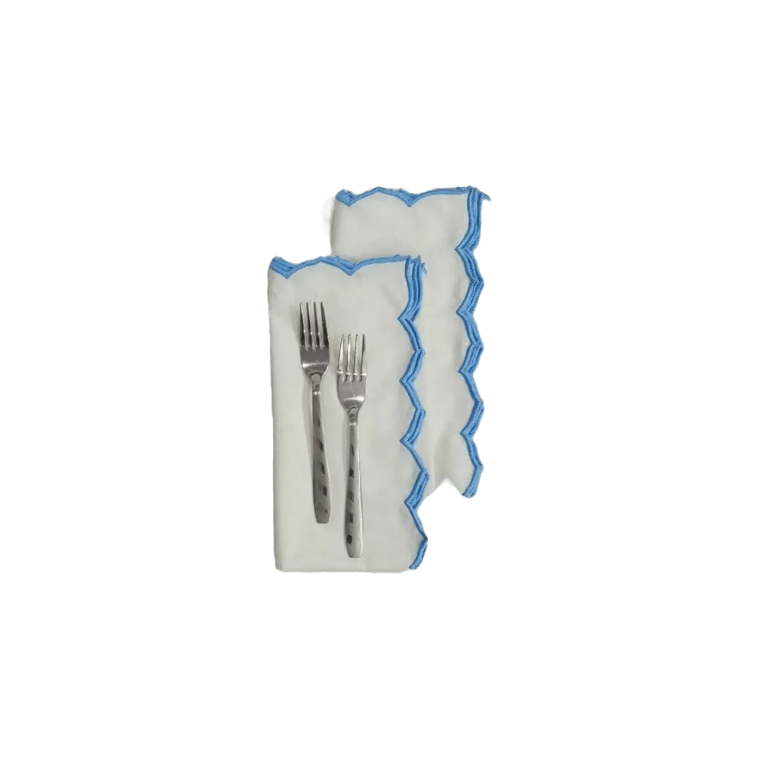 Edgy Scallop Trim White Cotton Napkins