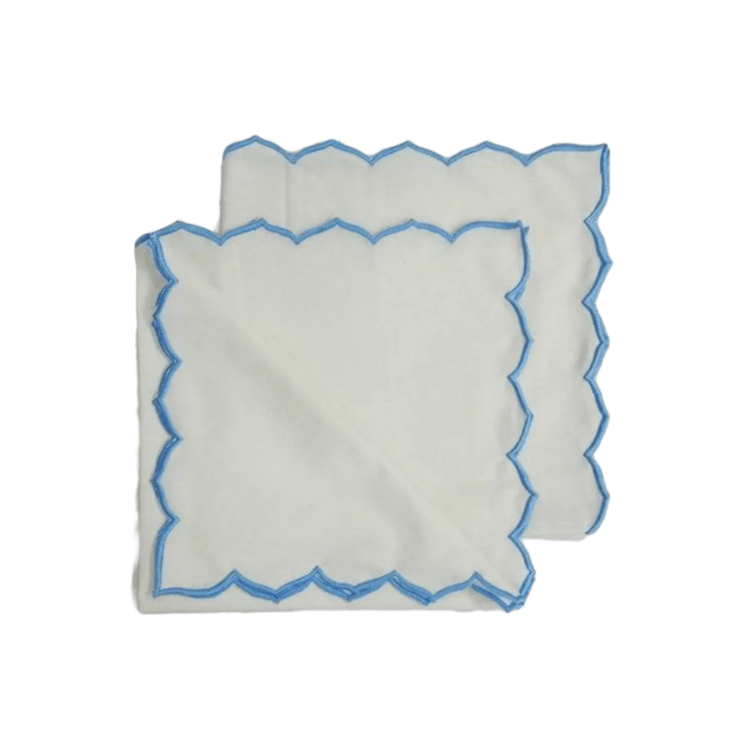 Edgy Scallop Trim White Cotton Napkins