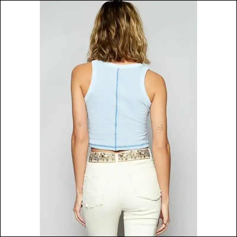 Edgy Studded Round Neck Cropped Tank