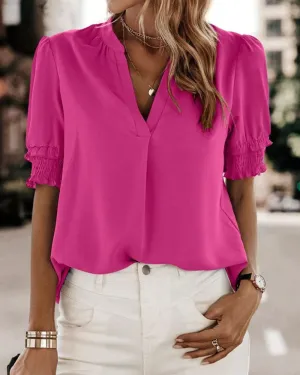 Elara | Chic V-Neck Blouse for Ladies