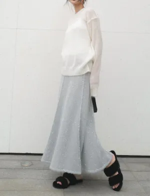 Elegant Gray Blazer and Sequin Skirt