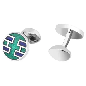 Elegant Green Business Round Men's Metal Enamel Shirt Cufflinks