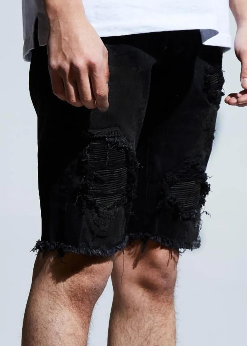 Embellish Spencer Rip & Repair Black Shorts
