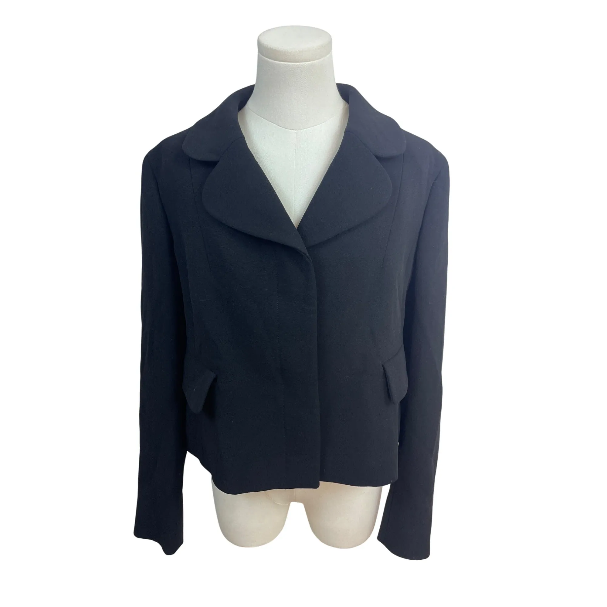 Emilio Pucci Women's Black Cropped Blazer Jacket With Long Sleeves Sz 12