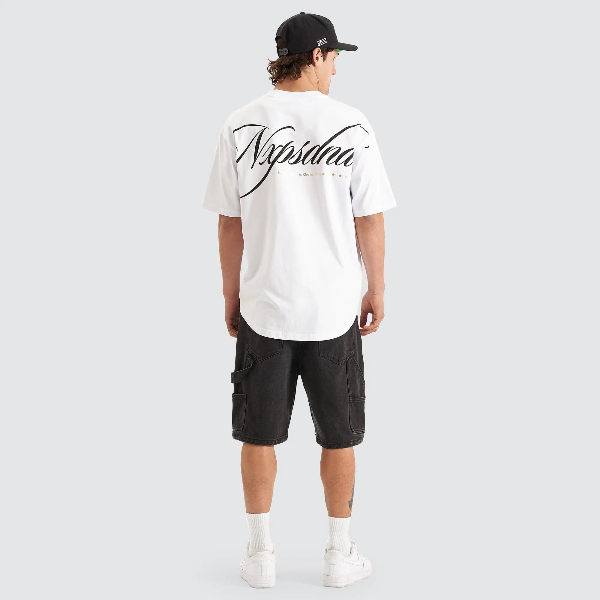 Encrypted Heavy Box Fit Scoop Tee White