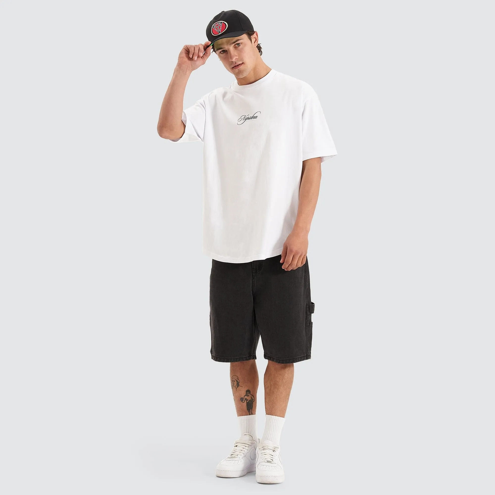 Encrypted Heavy Box Fit Scoop Tee White