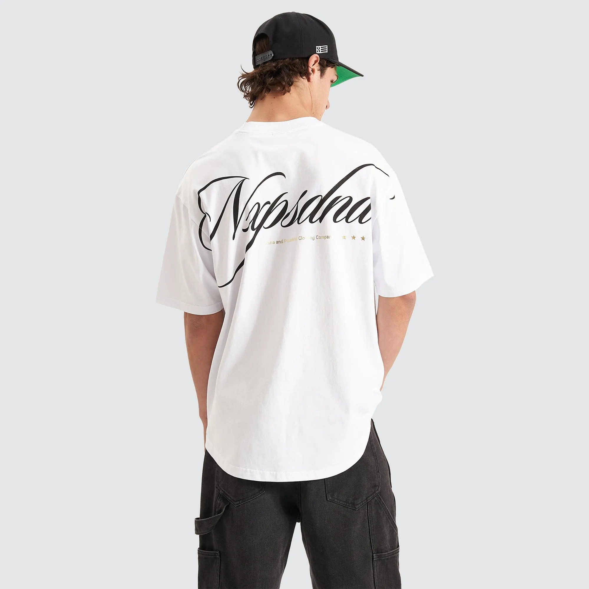 Encrypted Heavy Box Fit Scoop Tee White