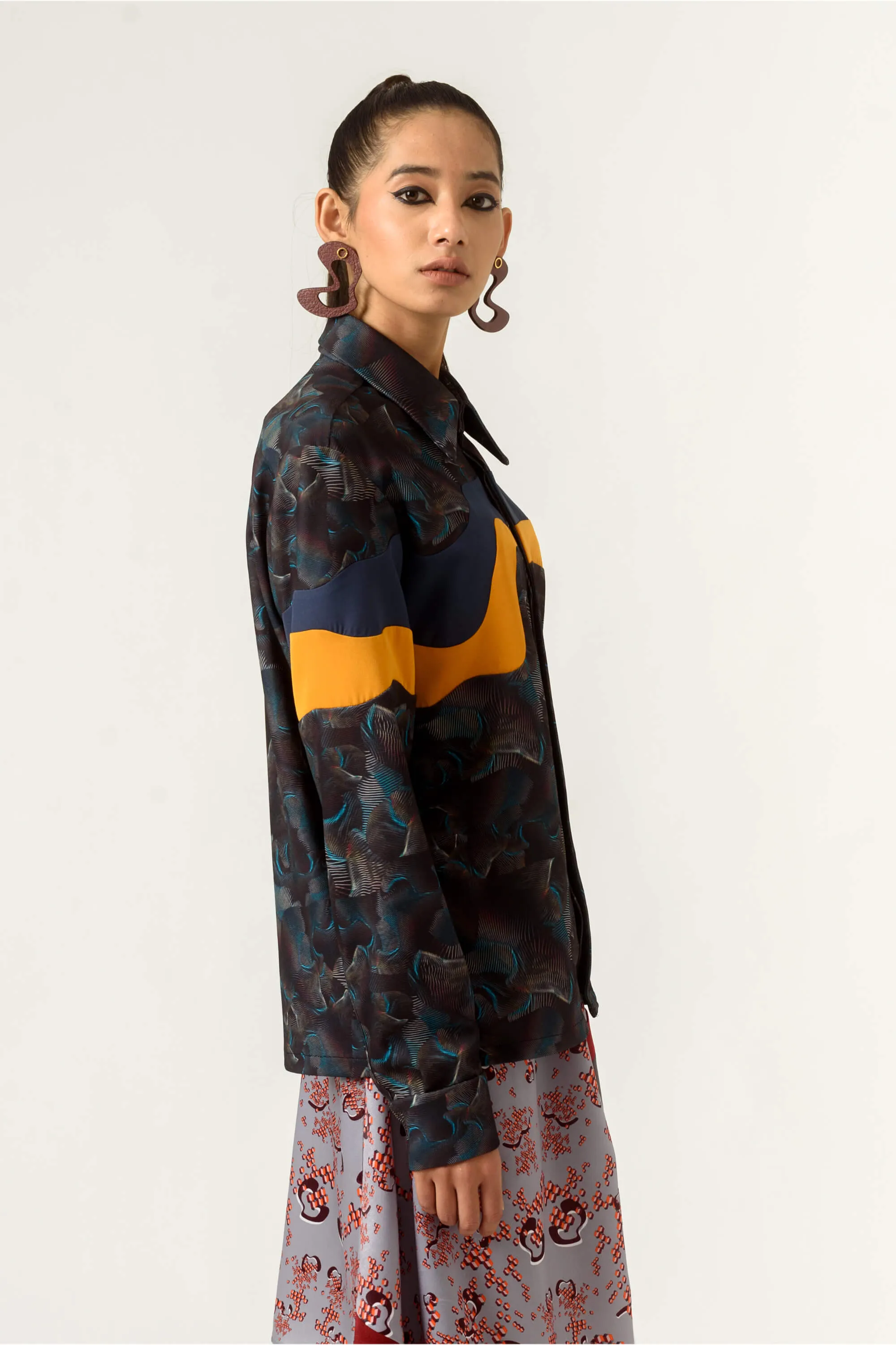 Ennui print shoulder detailed shirt