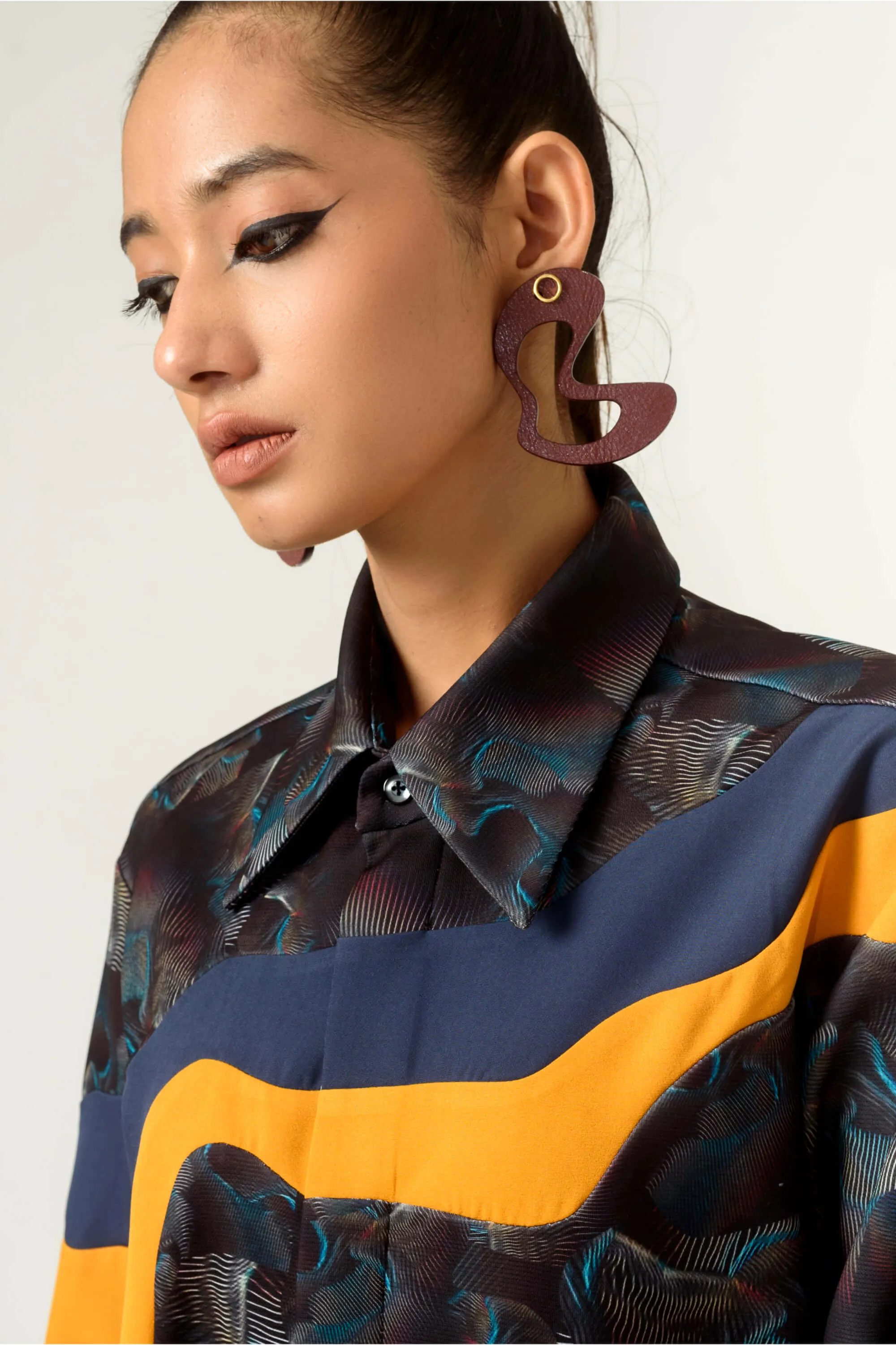 Ennui print shoulder detailed shirt