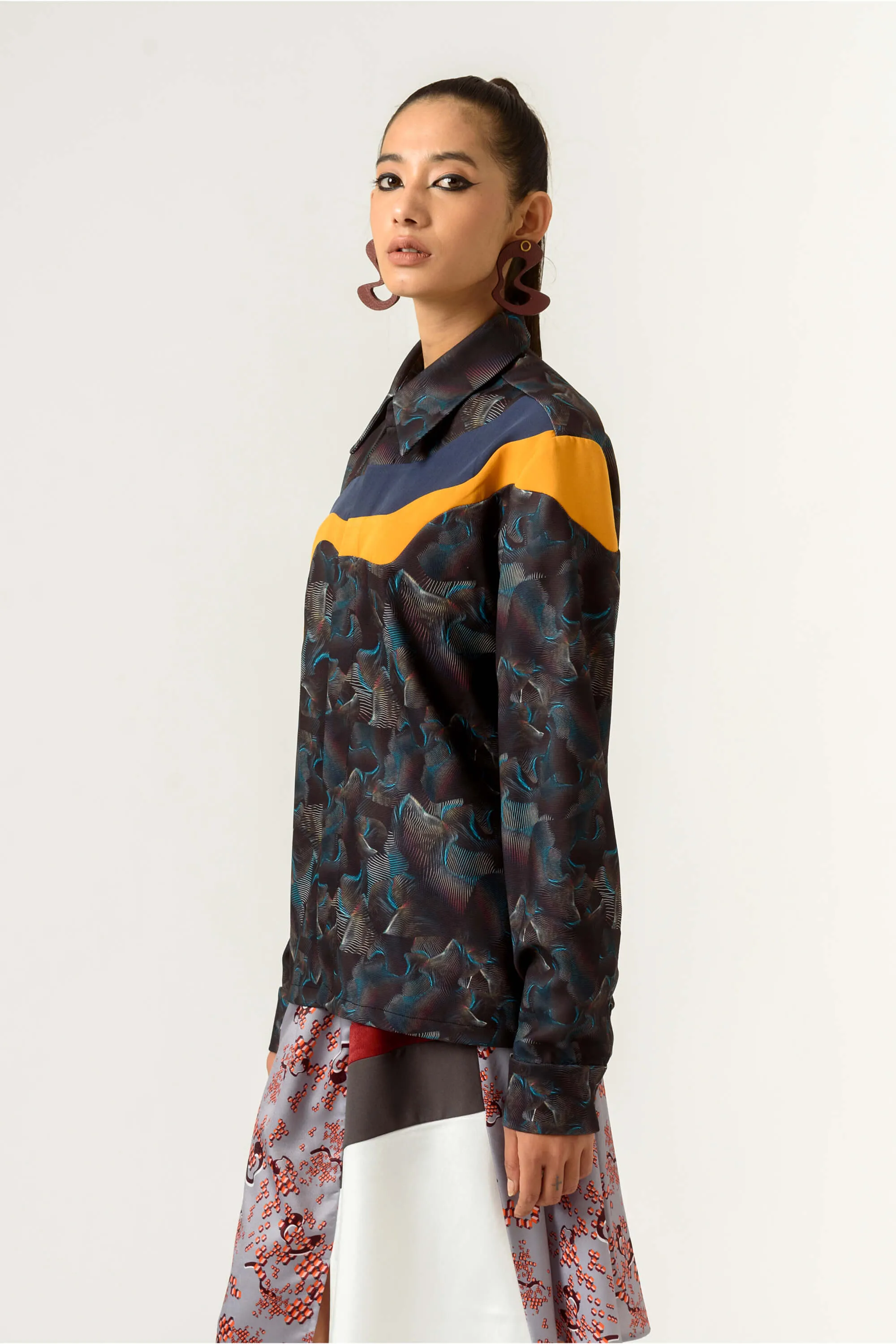 Ennui print shoulder detailed shirt