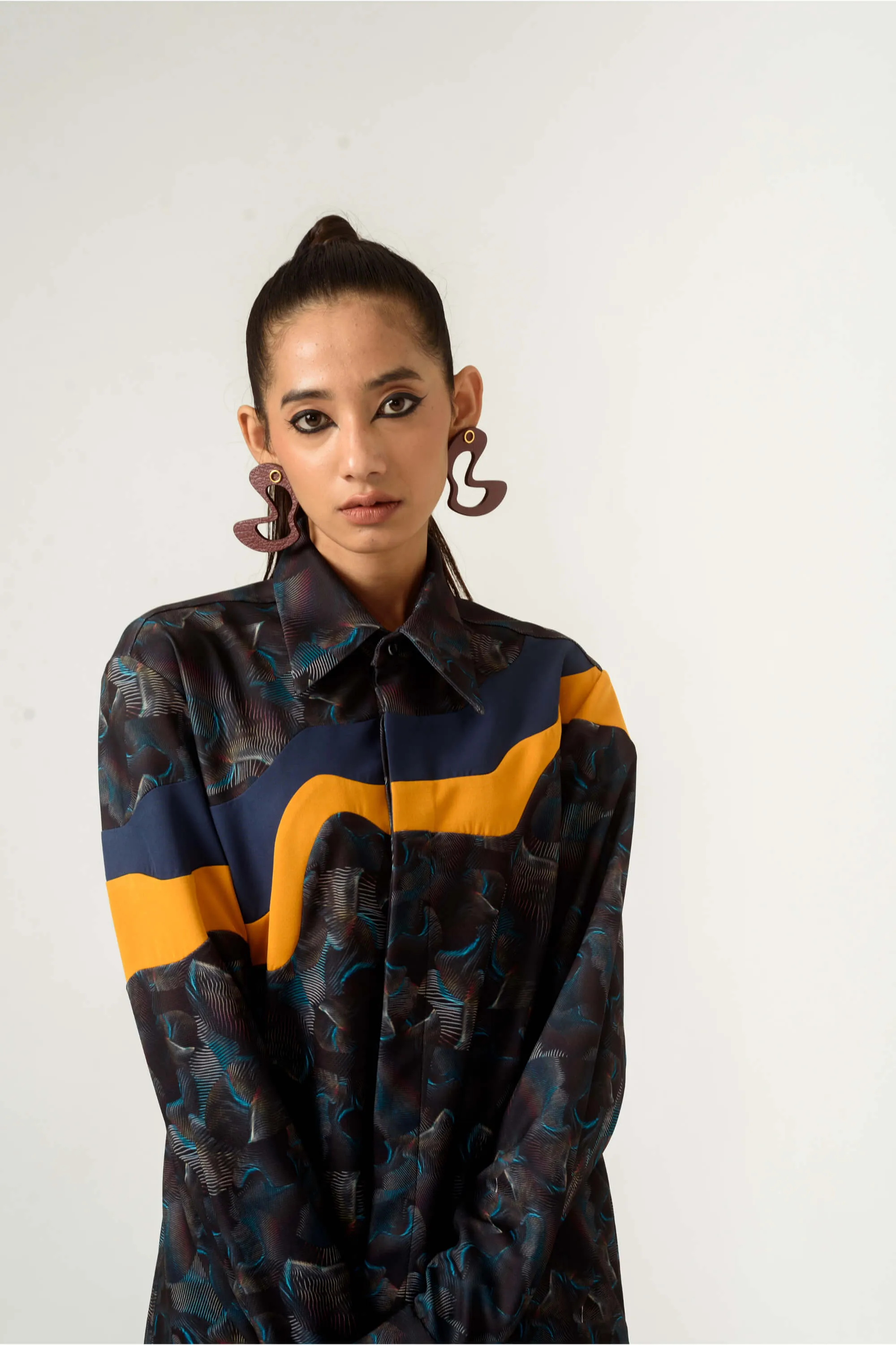 Ennui print shoulder detailed shirt