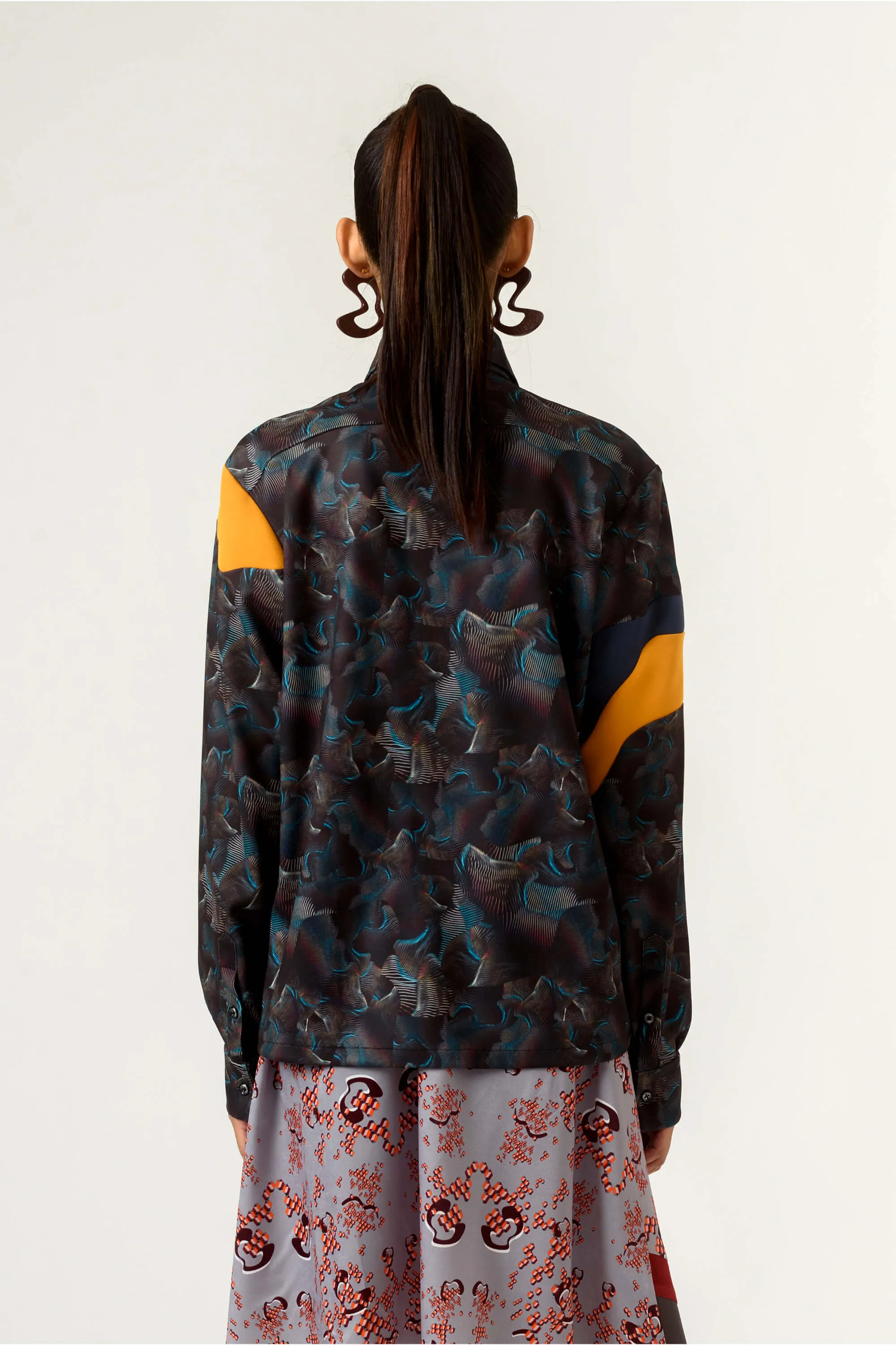 Ennui print shoulder detailed shirt