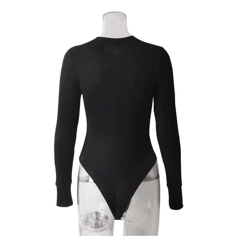 European and American Tight Breasted Bodysuit Long Sleeve Base - Tight Breasted Bodysuit Long Sleeve