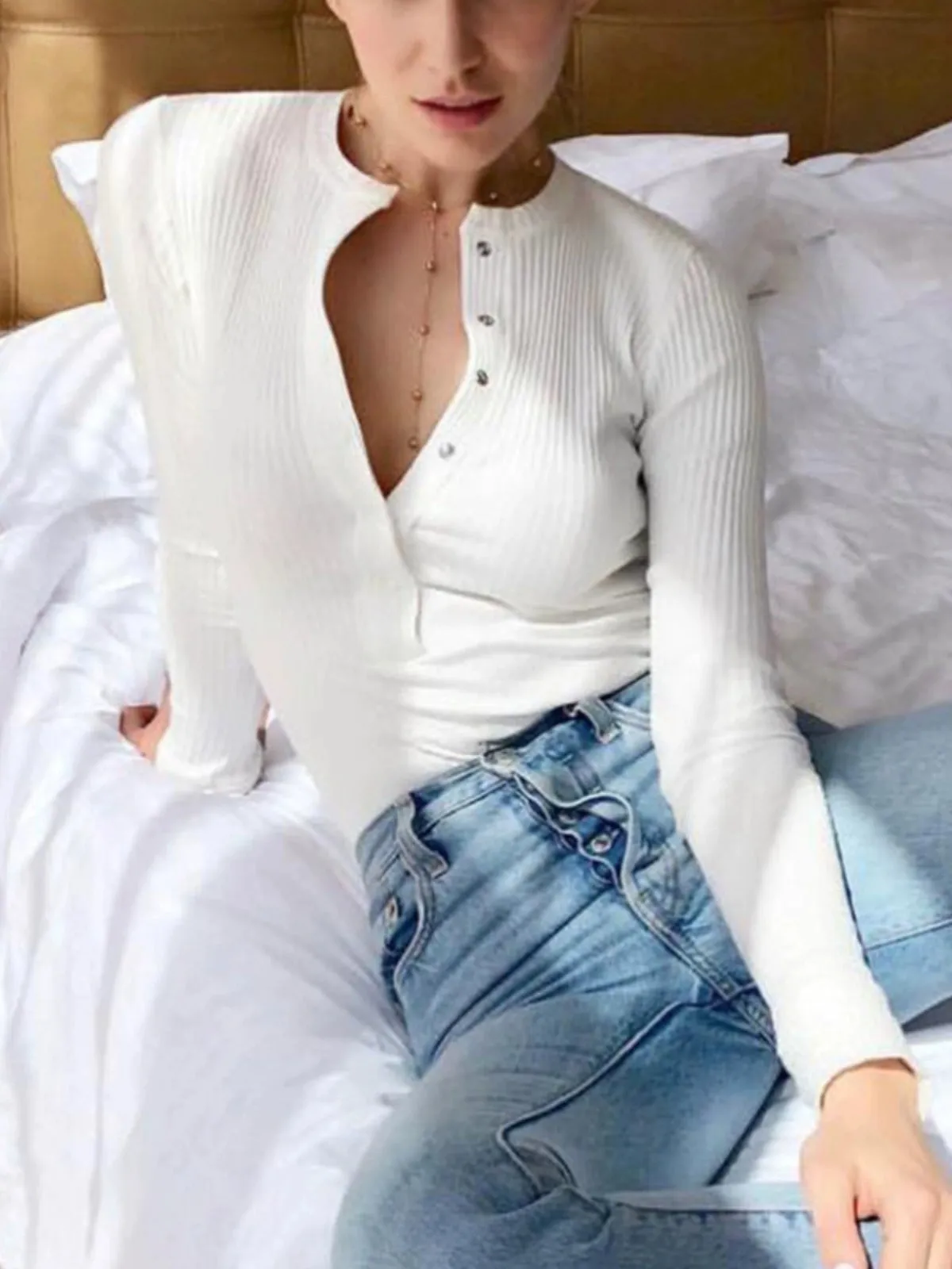 European and American Tight Breasted Bodysuit Long Sleeve Base - Tight Breasted Bodysuit Long Sleeve