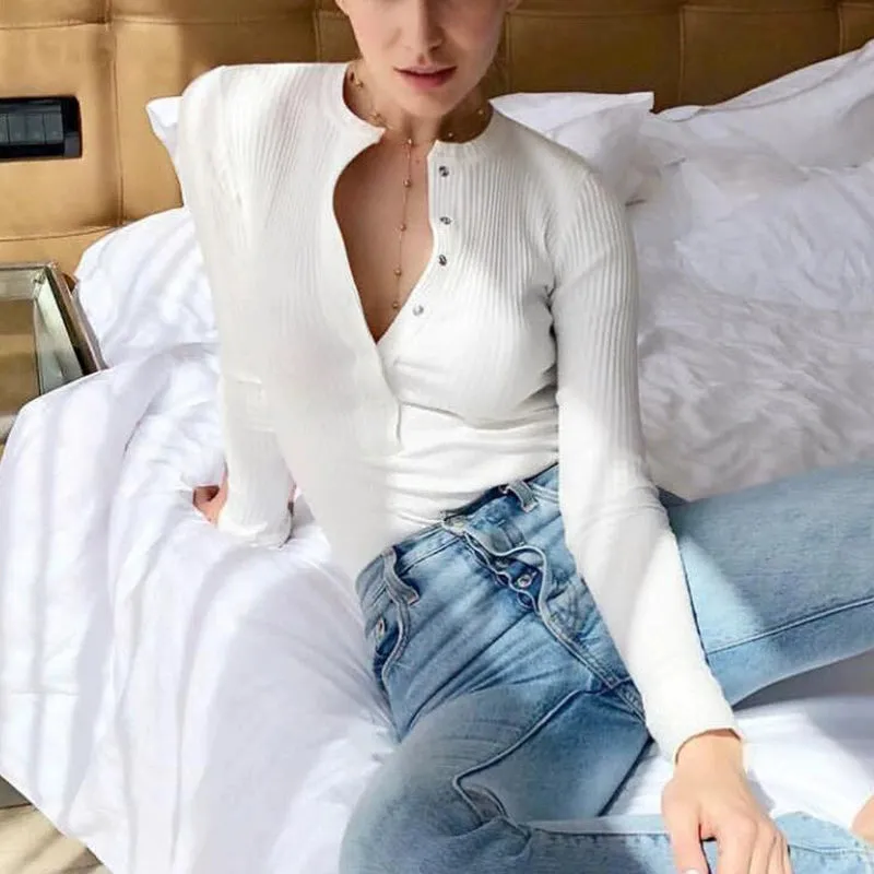 European and American Tight Breasted Bodysuit Long Sleeve Base - Tight Breasted Bodysuit Long Sleeve
