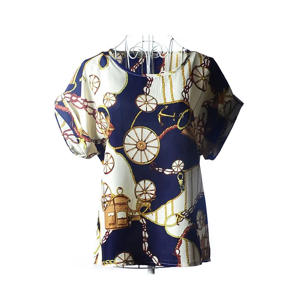 explosion models Chiffon T Shirts Tops Loose Ladies T-shirts Striped