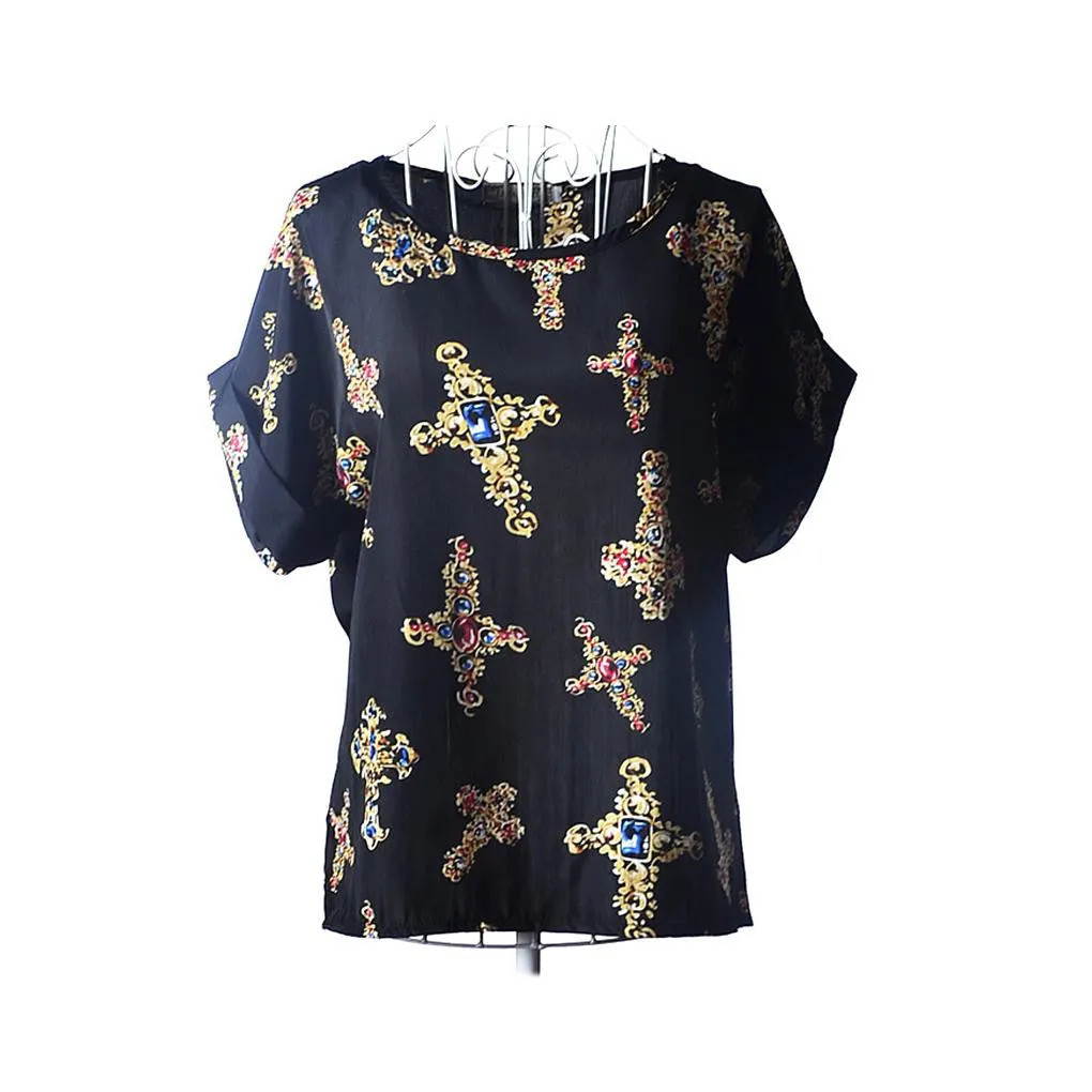 explosion models Chiffon T Shirts Tops Loose Ladies T-shirts Striped