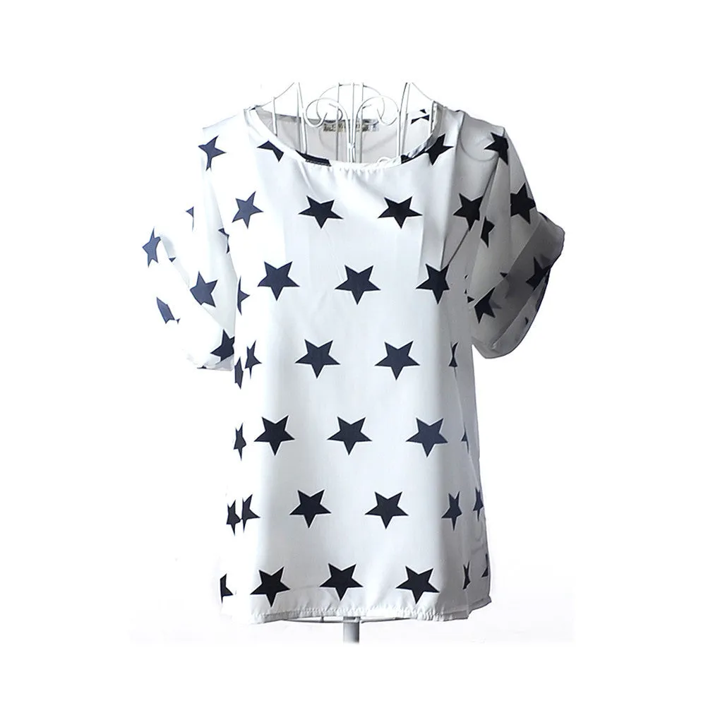explosion models Chiffon T Shirts Tops Loose Ladies T-shirts Striped