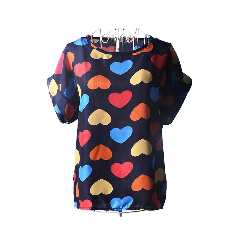 explosion models Chiffon T Shirts Tops Loose Ladies T-shirts Striped
