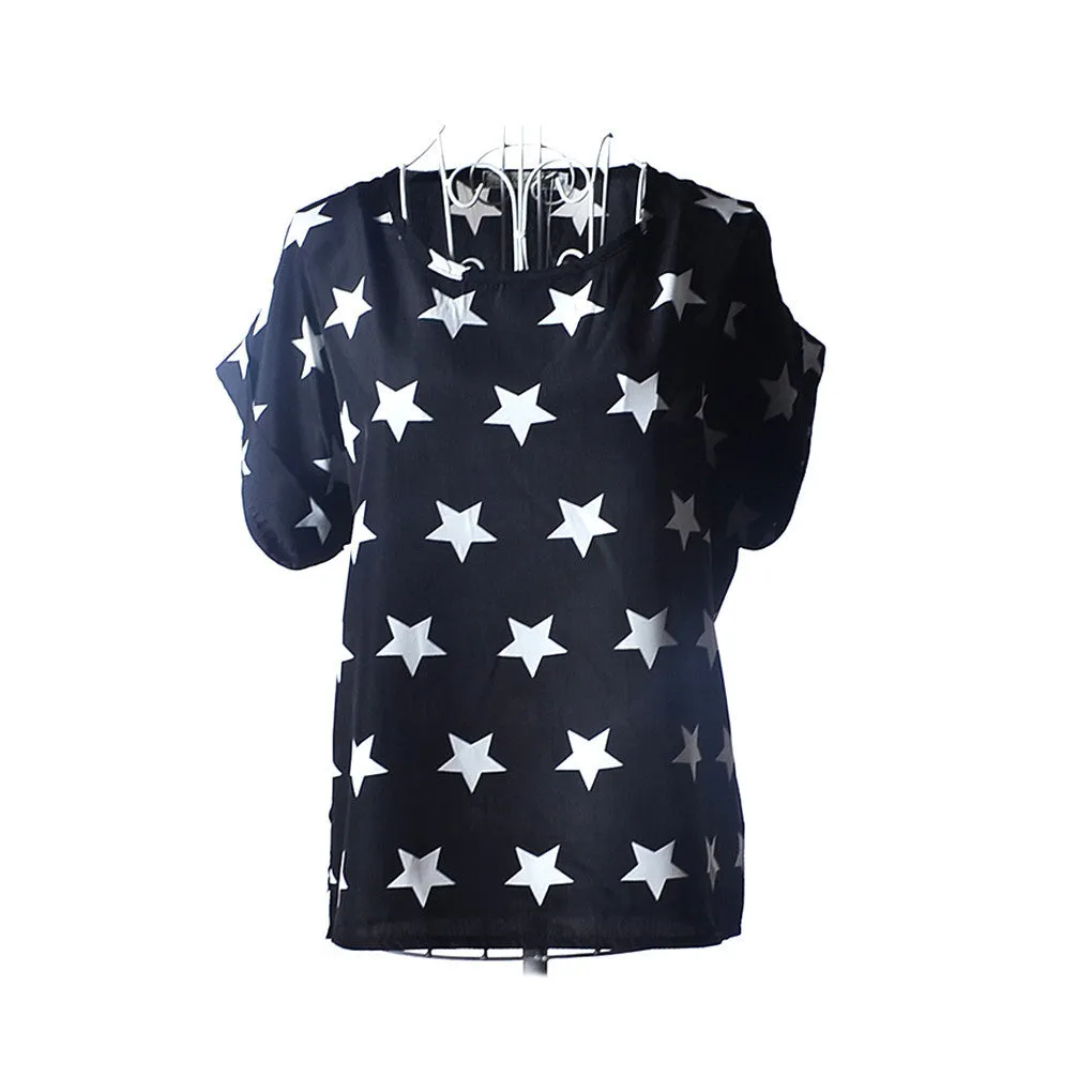 explosion models Chiffon T Shirts Tops Loose Ladies T-shirts Striped