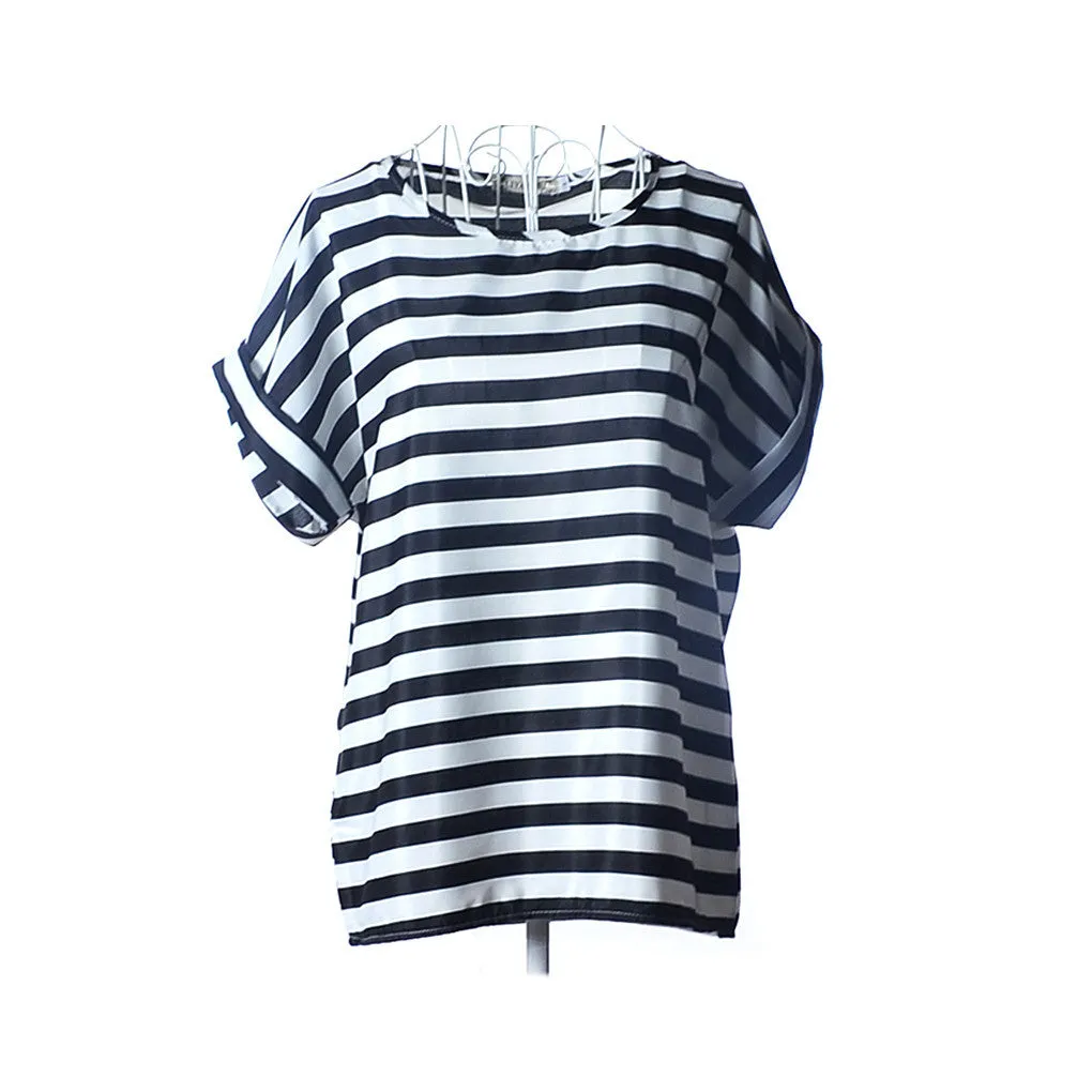 explosion models Chiffon T Shirts Tops Loose Ladies T-shirts Striped