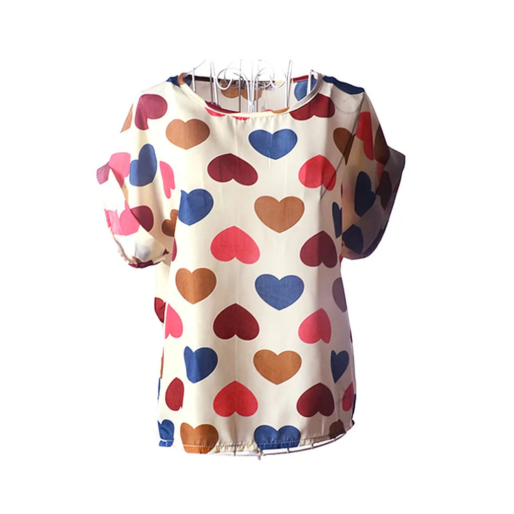 explosion models Chiffon T Shirts Tops Loose Ladies T-shirts Striped