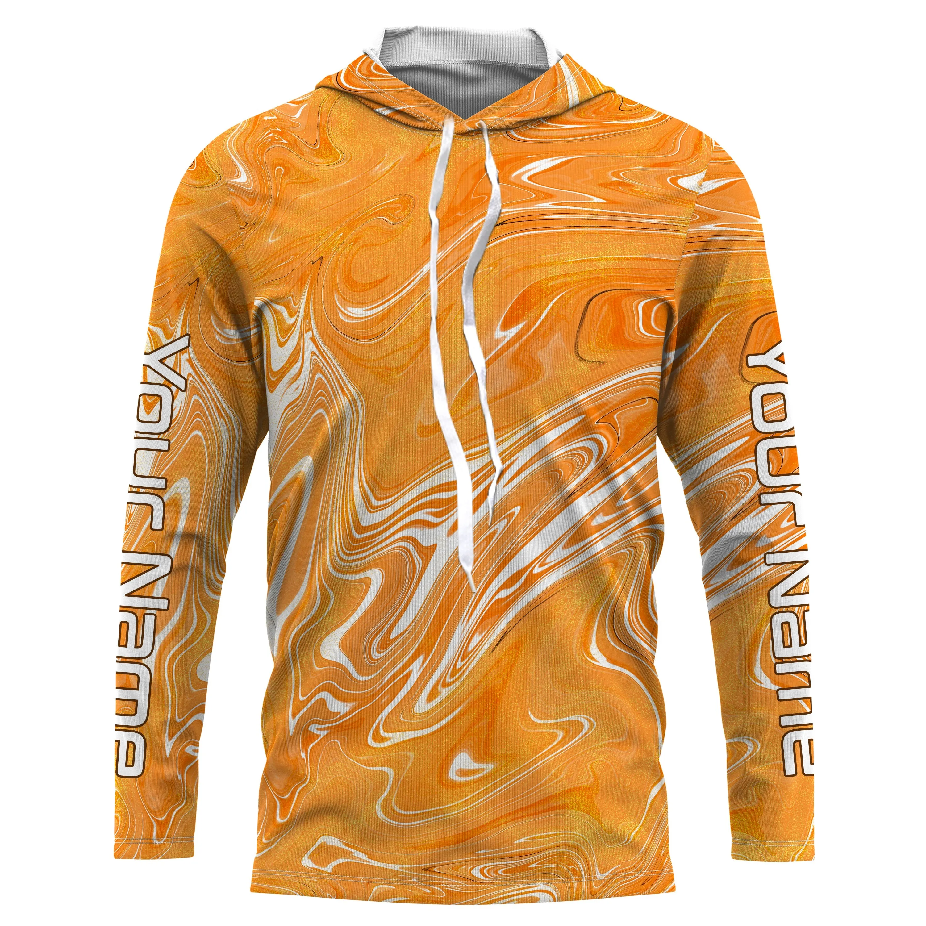 Fall Orange Sea wave camo Custom Long Sleeve performance Fishing Shirts, Autumn Fishing jerseys IPHW1793