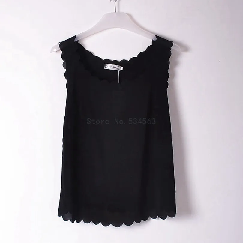 Fashion wave Neck Plus Size Chiffon Shirt For Women'S Blouse Tops Office Shirts Blouses Clothes