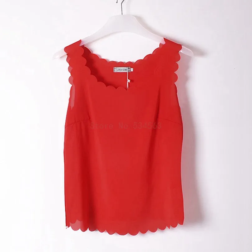 Fashion wave Neck Plus Size Chiffon Shirt For Women'S Blouse Tops Office Shirts Blouses Clothes