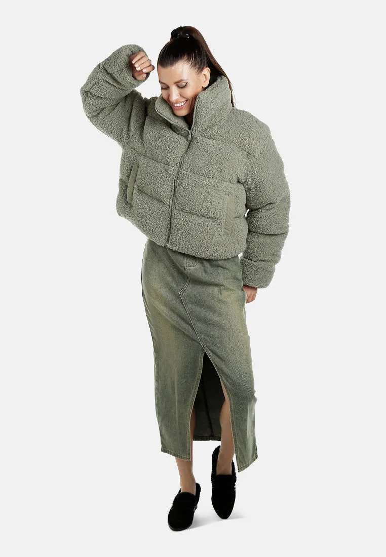 Faux Shearling Puffer Jacket By RUW