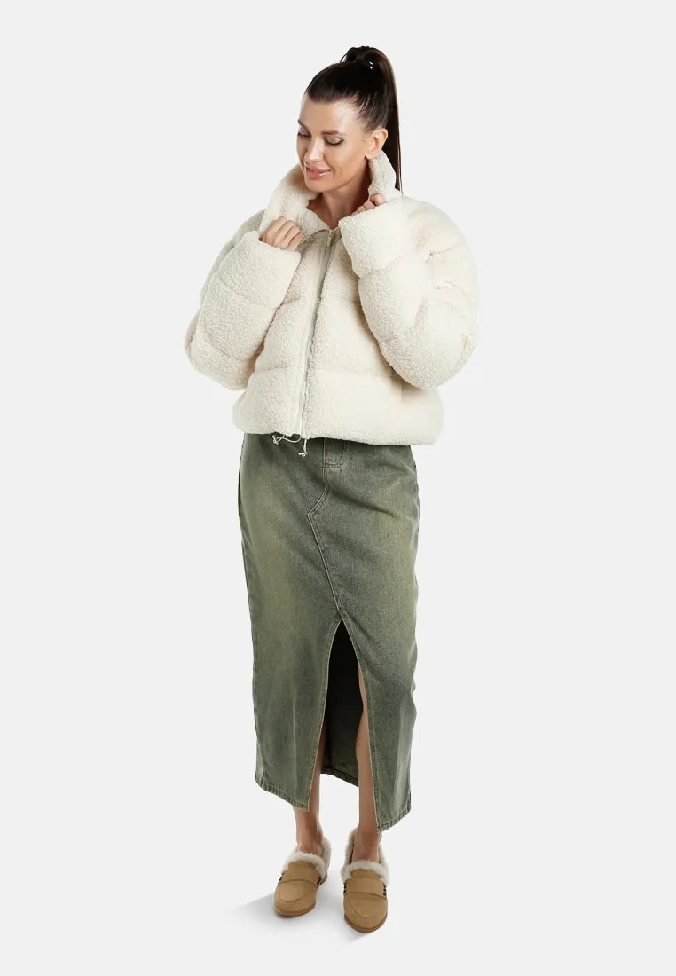 Faux Shearling Puffer Jacket By RUW