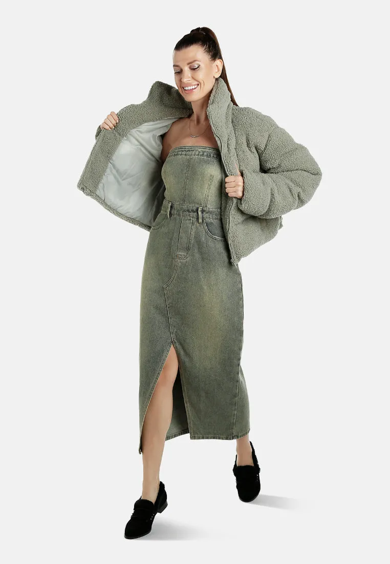 Faux Shearling Puffer Jacket By RUW