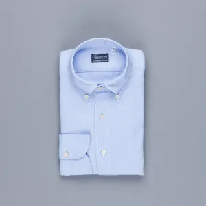 Finamore Gaeta Shirt Lucio Collar washed oxford Midblue