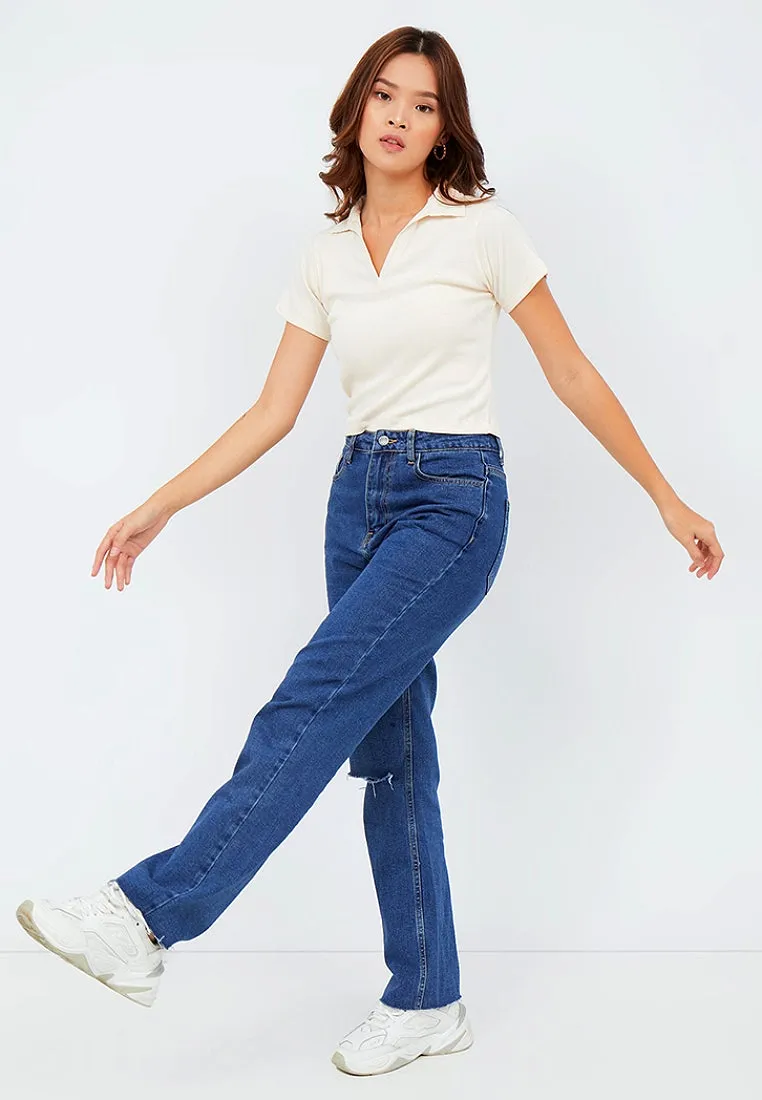 Fitted Crop Polo Shirt