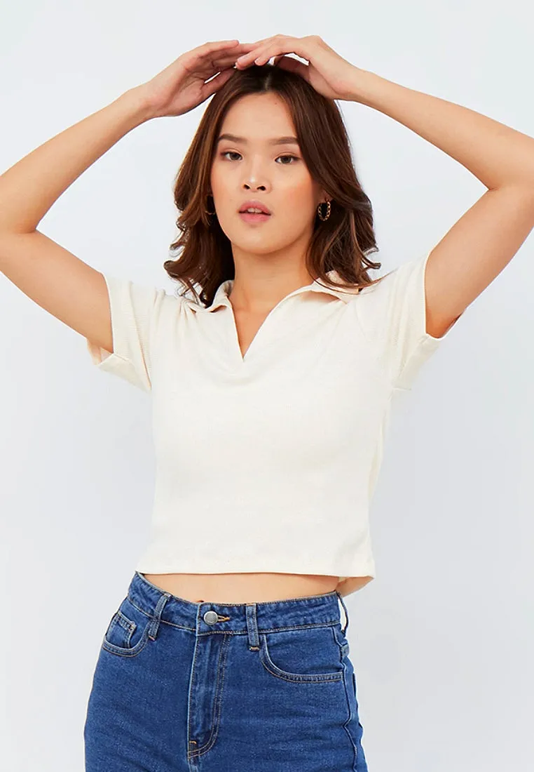 Fitted Crop Polo Shirt
