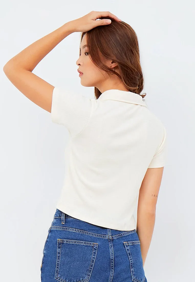 Fitted Crop Polo Shirt