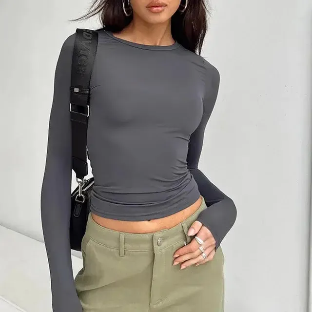 Fitted Long Sleeve Crop Top | Essential Basics | Sleek and Stretchy