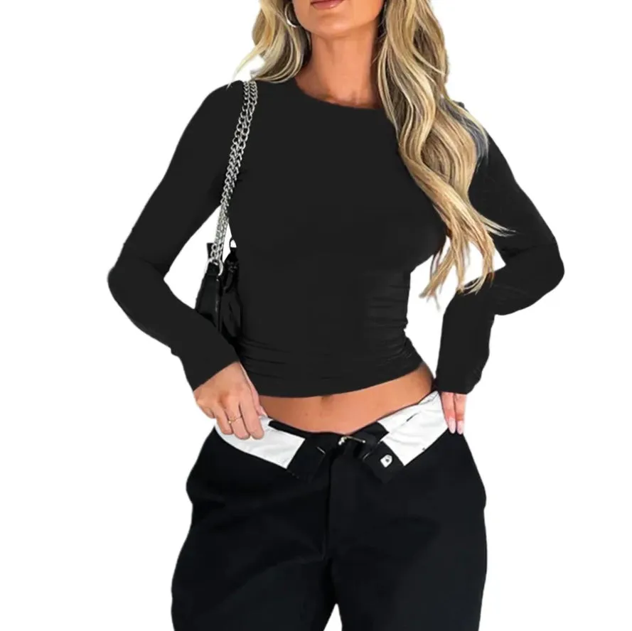 Fitted Long Sleeve Crop Top | Essential Basics | Sleek and Stretchy