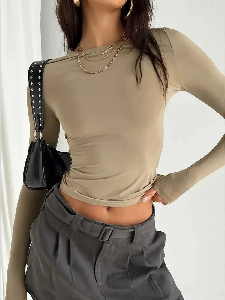 Fitted Long Sleeve Crop Top | Essential Basics | Sleek and Stretchy