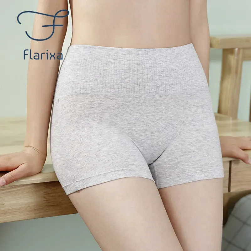 Flarixa 95% Cotton Women's High Waist Seamless Panties - Tummy Control Shaper Underwear