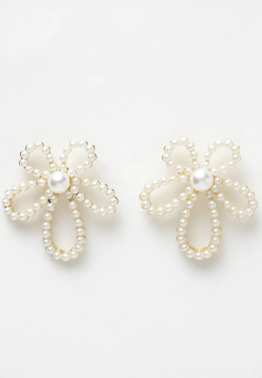 Floral Pearl Stud Earrings