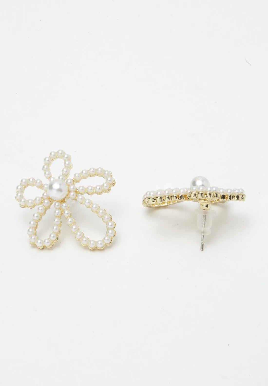 Floral Pearl Stud Earrings